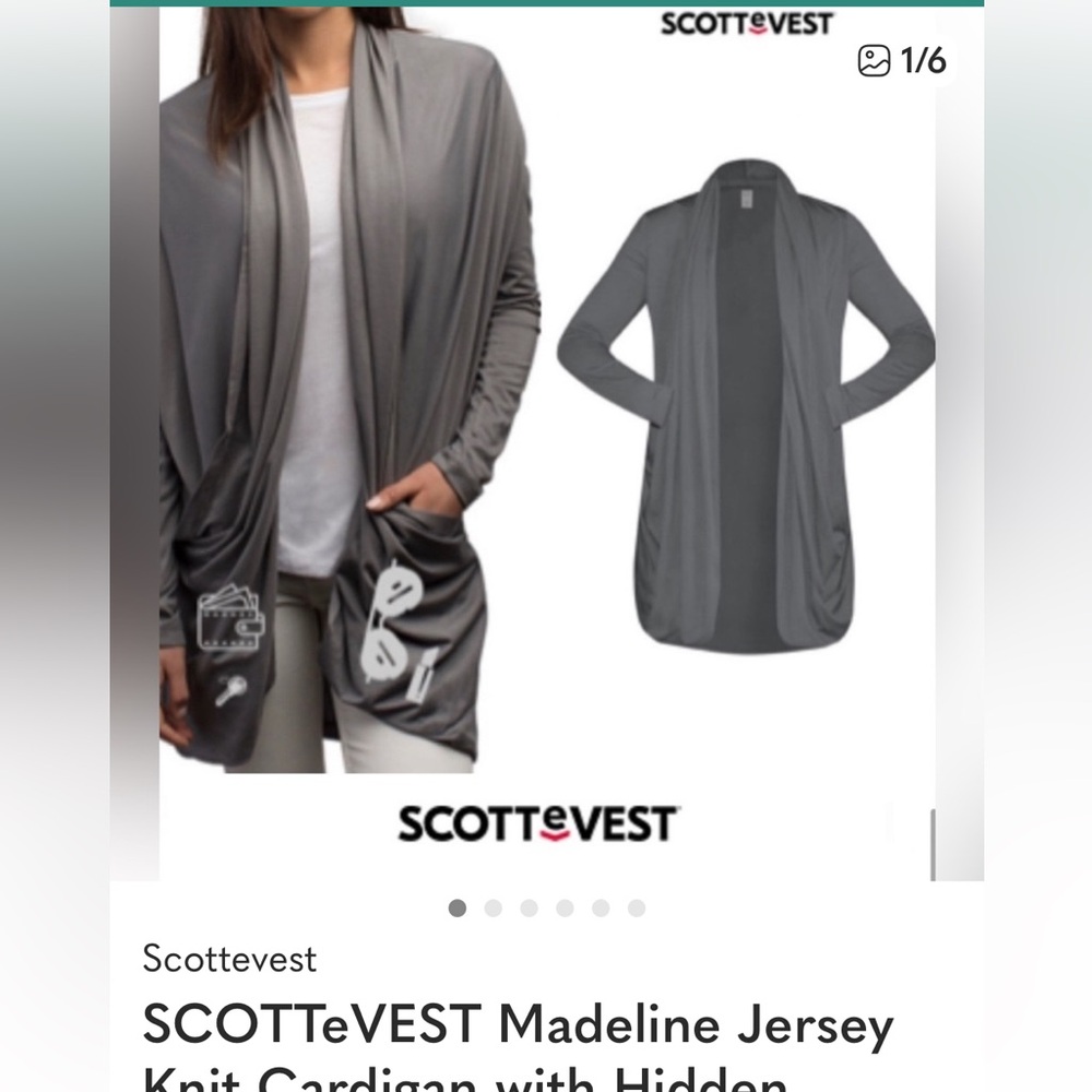 SCOTTeVEST Madeline Jersey Knit Cardigan with Hidden Pockets Size Medium